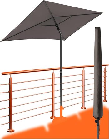 Парасолька 4smile Parasol Balcony SunnyShade Plus 200 x 125 см для захисту від ультрафіолету UV50 із захисним чохлом  темно-коричнева