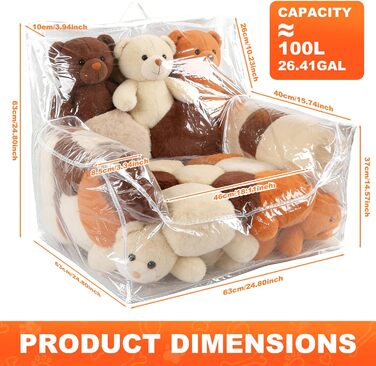 Дитяче плюшеве крісло для зберігання іграшок, дитяче крісло для малюків, прозоре м&39яке крісло-мішок з м&39якою іграшкою, чохол для крісла-мішка з ПВХ, крісло-мішок для дитячої кімнати, вітальні, ігрової кімнати, класу