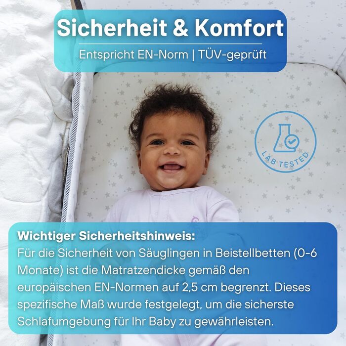 Дитяче ліжечко DROMADER 3-в-1 - Дитяче ліжечко, шезлонг, дорожнє ліжечко з матрацом, 0-6 місяців, макс. 9 кг - Колиска з 7 регулюваннями висоти, функція гойдання, дихаюча сітка - сумка для перенесення