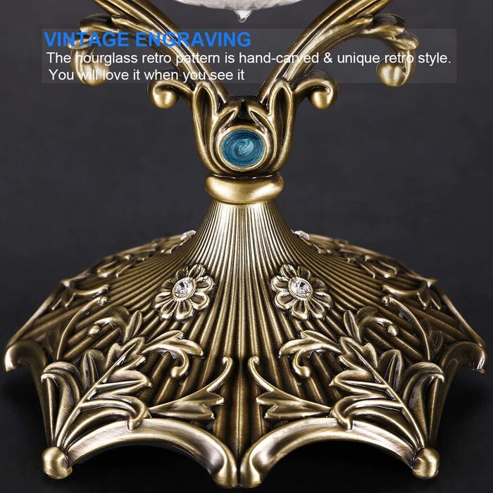Пісочний годинник для Uten, Поворотний на 720, Старовинний білий пісочний годинник, Вінтажний пісочний годинник 1 Hora Reloj de Arena, Великий метал, Пісочний годинник, Офіс, Письмовий стіл, Дім, Весільне оформлення (чорний, 60 хв)