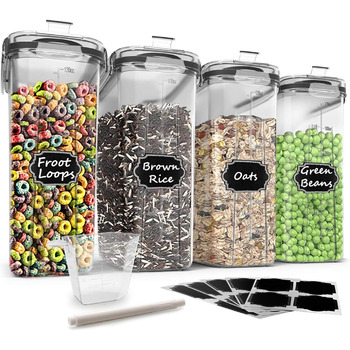 Герметичні контейнери Wildone для зберігання цукру, борошна, закусок, випічки, герметичні з кришками, що закриваються, 4 упаковки (4 л)