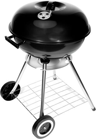 Гриль-мангал вугільний HYCHIKA, Ø47 см (18 дюймів), круглий вертикальний, компактний з кришкою та колесами для саду, балкону, кемпінгу та відпочинку на природі