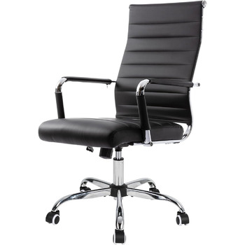 Ергономічне офісне крісло UEV, до 150 кг, штучна шкіра, чорний (срібна основа)