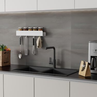 Полиця для душу без свердління, Органайзер для ванної кімнати 40 см, Полиця для душу з нержавіючої сталі з 4 знімними гачками, Тримач для шампуню для душу, Підвісна полиця, Полиця для ванної кімнати білого кольору