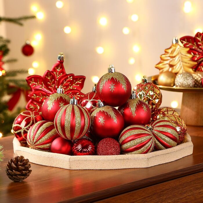 Набір різдвяних прикрас 106 шт рубіново-червоного та золоті SHareconn