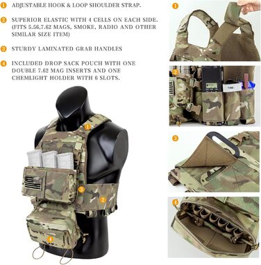 Низькопрофільний страйкбольний жилет регульований MOLLE Plate Carrier Грудний протектор