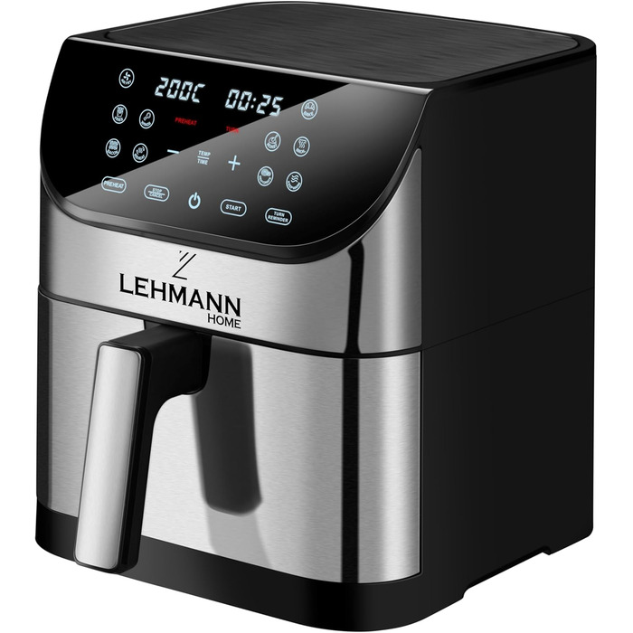 Фритюрниця 8 л з 10 програмами, фритюрниця з цифровим світлодіодним сенсорним екраном, контроль температури 76-200C, таймер, здорова їжа без олії, 1800 W