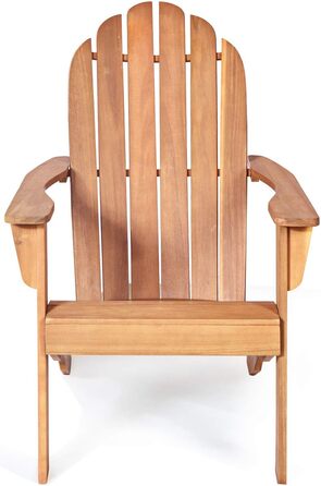 Садове крісло з масиву дерева, шезлонг Relax Chair з широким підлокітником і високою спинкою, садові меблі Садове крісло вантажопідйомністю 160 кг (натуральне)