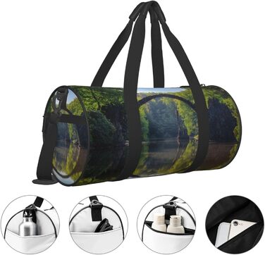 Спортивна сумка, дорожня сумка, дуга, міст, принт, сумка на нічліг, чорна, універсальний розмір, сумка для подорожей