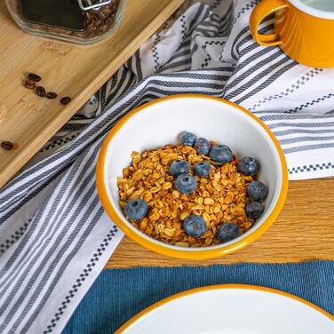 Аргонові посудні миски з білою емаллю - 16 см - жовті - упаковка з 12 шт.