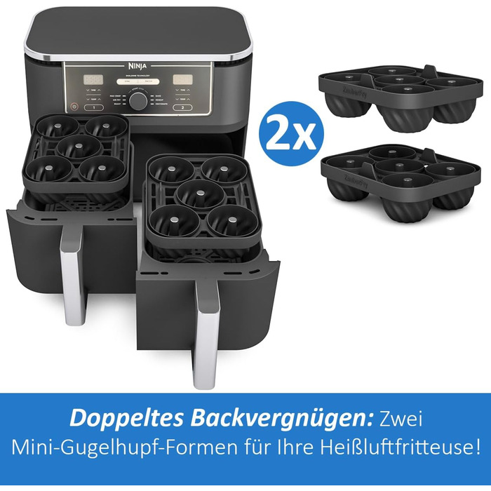 Форма для випікання тортів ZauberFry Mini Bundt, сумісна з фритюрницею Ninja AF400EU, AF451EU та AF500DE, аксесуари, торти, кекси, тістечка для випічки