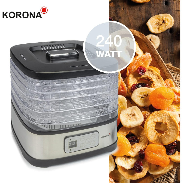 Дегідратор з формою для мюслі 5 рівнів Сушить фрукти, м'ясо, рибу, зелень Таймер 8-72 години Силіконова форма для батончиків мюслі Не містить бісфенолу А Світлодіодний дисплей, 57011