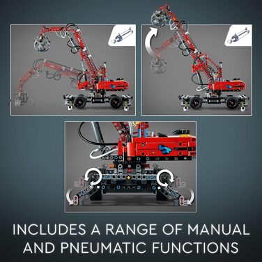 Конструктор LEGO Technic Material Handler Crane 42144 для дітей від 10 років, подарунок для тих, хто любить пневматичні моделі та