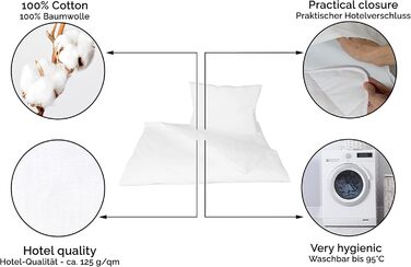 Дитяча постільна білизна ZOLLNER 40x60 100x135 см, 100 бавовна Renforc білий