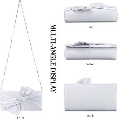 Елегантні атласні клатчі Fecialy для жінок, вечірня сумка з бантом, офіційні, для весільних вечірок та вечірок, сріблясте