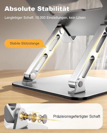 Підставка для ноутбука Babacom з регульованою висотою та вентиляцією, з подвійною опорою, ергономічна, складна та портативна. Сумісна з MacBook Air/Pro (10-16 дюймів) та використовується як стіл для роботи стоячи.