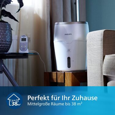 Зволожувач Philips Series 2000 - для приміщень до 38 м, технологія NanoCloud, 2 налаштування швидкості, 2-літровий бак (HU4811/10)