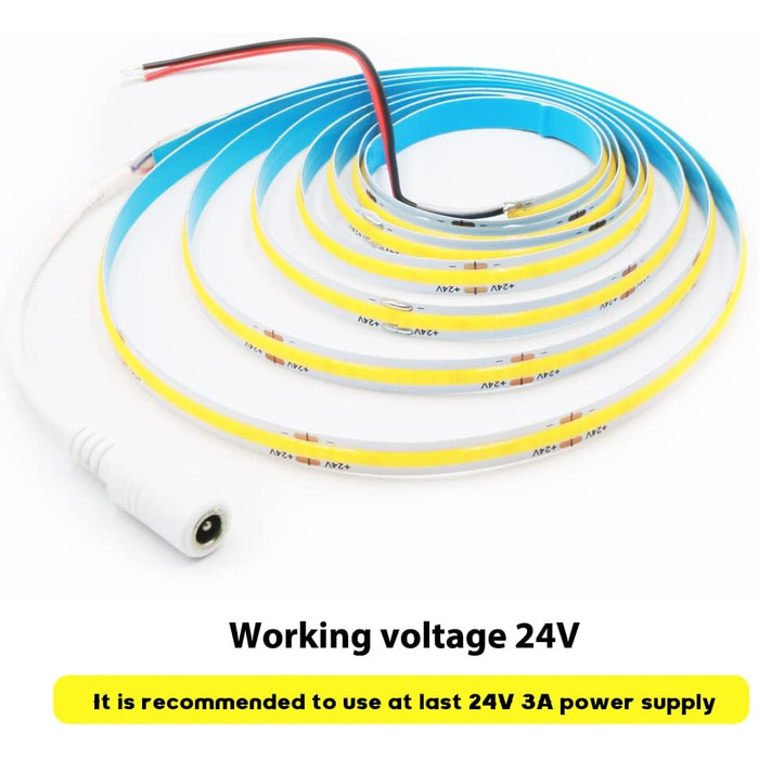 Світлодіодна стрічка COB 24 В холодна біла з можливістю затемнення, світлодіодна стрічка COB 5M 1600 світлодіодів 6000K світлодіодна стрічка Струнні світильники Підсвічування телевізора, гнучка світлодіодна стрічка без точок освітлення для кухні, спальні,