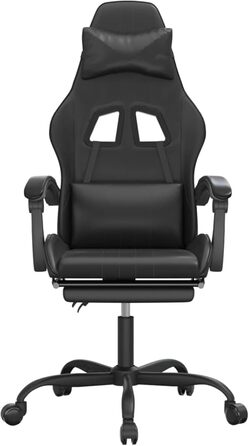 Зручне ігрове крісло зі шкіряною оббивкою та підставкою для ніг - Чорне, 57,5 x 59,5 x 121-131 см Ігрове крісло Модель 349539