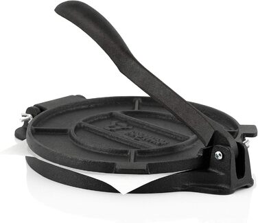 Чавунний прес для тортильї барбекю-Toro Ø 20 см для домашніх коржів Прес для тортильї, прес для кукурудзяної крупи, прес для тіста Друкарський верстат для кемпінгу та дому Ливарний прес, формувальний прес, прес для випічки