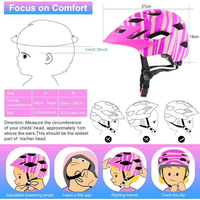 Дитячий велошолом RaMokey, велошолом з підсвічуванням для дітей Легкий дитячий шолом з регульованим циферблатом для дівчаток і хло