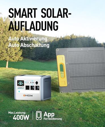 Портативна електростанція EHOM, EP1650 1024Wh LiFePO4 EVE Акумуляторна батарея Сонячний генератор резервний 230V AC/DC/USB, 1650W