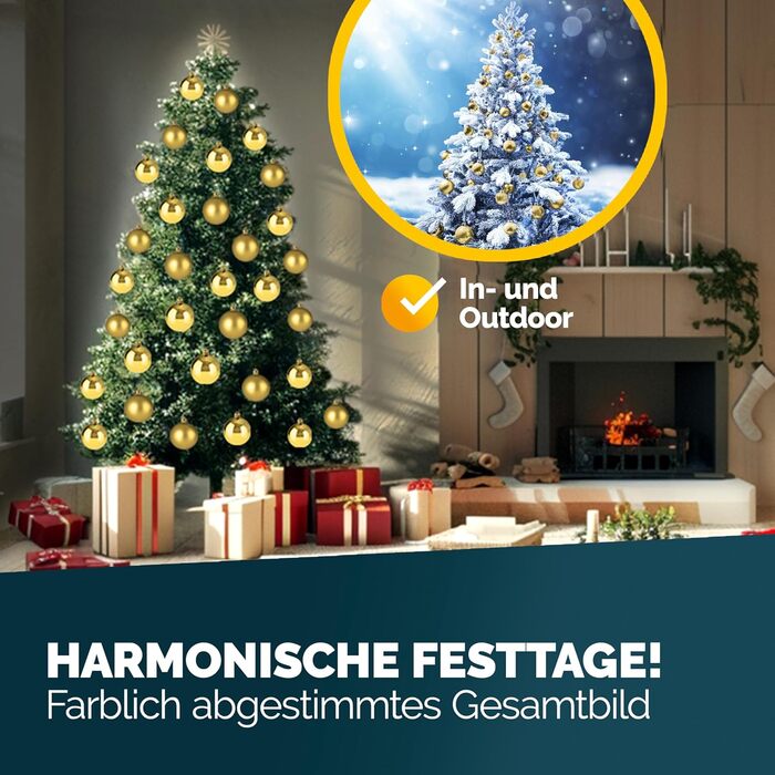 Різдвяні кульки 54 шт золоті Deuba