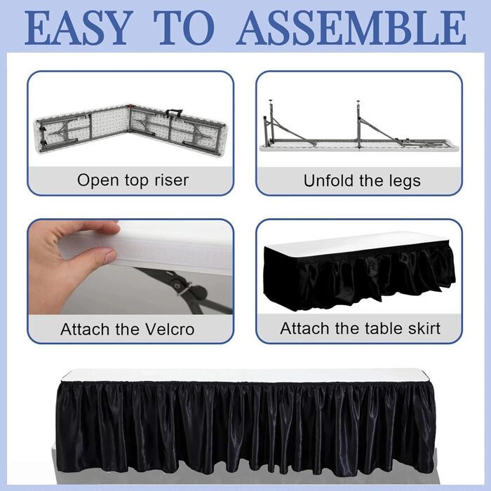 Столи для стояння, барні підставки з спідницею, мобільний розкладний стіл, складаний, портативний, для банкетів, заходів, дому, вечірок, пікніків, ресторанів (стіл не входить до комплекту), білий, 1,8 м білий/розкішний сад 6 футів