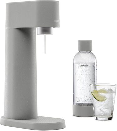 Багаторазова пластикова пляшка без бісфенолу А з механізмом швидкого видування та дерев'яною композитною пробкою та основою, сумісні машини для роботи з вуглекислим газом, 2 x 1 л - сірий