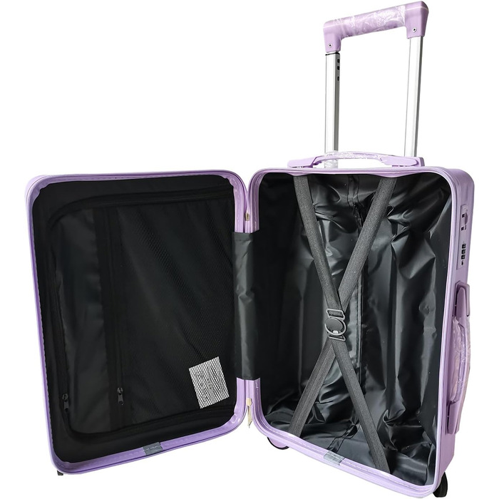 Набір валіз Leandra 2 шт., жорсткий корпус, колеса, телескопічна ручка, кодовий замок, фіолетовий колір, колекція NTK