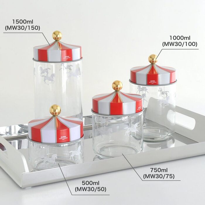 Кухонний контейнер Alessi з герметичною кришкою, жерсть, скло, різнокольоровий, 10,5 x 10,5 x 24,5 см