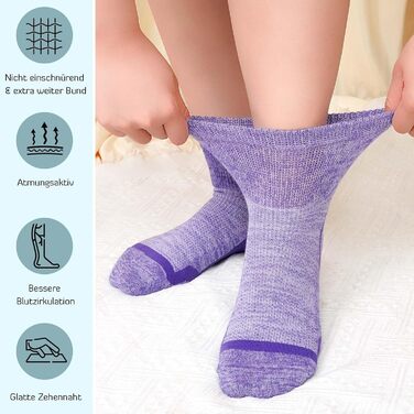 Бамбукові діабетичні шкарпетки LOFIR для жінок діабетичні шкарпетки без еластичної манжети, надзвичайно широкі, широкий пояс, безшовні, короткі шкарпетки для людей похилого віку, набряклі ноги, 5 пар, розміри 39-46, 39-42, різнокольорові - 5 пар