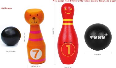 Дерев&39яна іграшка для боулінгу для дітей - Великий набір для боулінгу для дітей з обличчями та цифрами - Набір для боулінгу з 10 кеглями та 2 дерев&39яними кулями для боулінгу - Дерев&39яна іграшка для 2-річних малюків