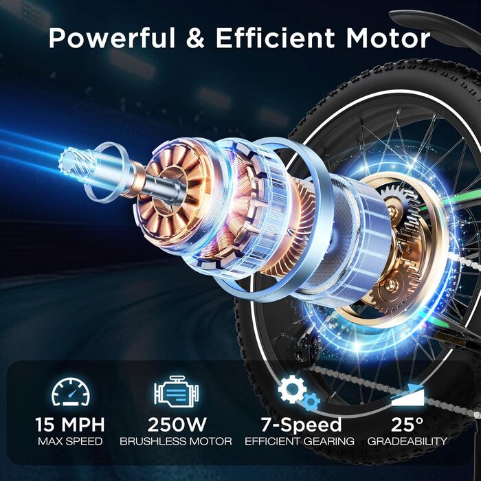 Електричний велосипед HITWAY E-Bike для дорослих 26 дюймів 4.0 Fat Tire, гірський електричний велосипед 48V 15Ah, Pedelec, 7 швидкостей, до 70-150 км, зарядний пристрій акумулятор 48V 15Ah, чорний