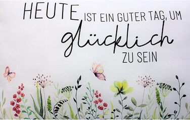 Декоративна подушка Dekohelden24 - М&39яка подушка з візерунком лугу/Декоративна подушка - Подушка для голови - Сьогодні гарний день, щоб бути щасливим - Д/Ш/В приблизно 40 x 13 x 23 см, 100 бавовна