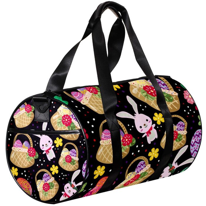 Спортивна сумка, маленька дорожня сумка, сумка для йоги, великодні яйця з кроликами, барвисті квіти, сумка для фітнесу на відкритому повітрі, ручна поклажа
