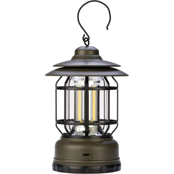 Акумуляторний світлодіодний вуличний ліхтар, ретро-дизайн - Багатоцільовий кемпінговий ліхтар, 300 лм, з регульованою яскравістю - Портативний аварійний ліхтар з гачком для намету - Світлодіодний ліхтар, виготовлений в Італії, 3115