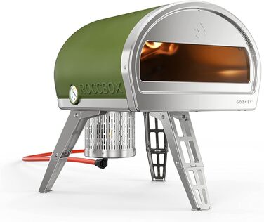 Мобільна вулична піч для піци Roccbox By Gozney для дому - з професійною шкіркою для піци - з газовим живленням і кам'яною плитою - вбудованим термометром і термостійким силіконовим покриттям