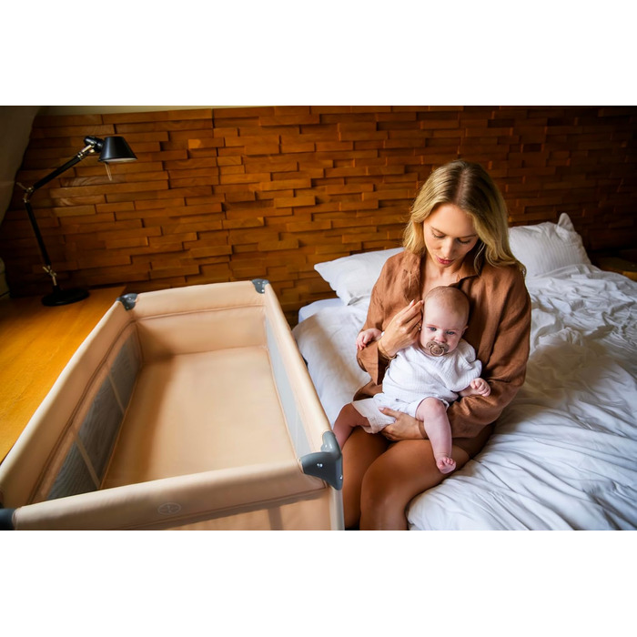 Дитяче та дитяче дорожнє ліжечко MoMi BELOVE PLUS 2-в-1, складне, 2 рівні для сну для немовлят до 9 кг та дітей до 15 кг з дитячим матрацом, ігровою ручкою, пеленальний килимок та сумка для перенесення, темно-зелений