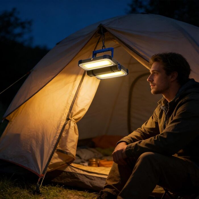 Світлодіодний кемпінговий ліхтар на сонячній батареї, зовнішнє освітлення з водонепроникною конструкцією, магнітне освітлення з кількома виходами, спорядження для виживання, компактний дизайн живлення