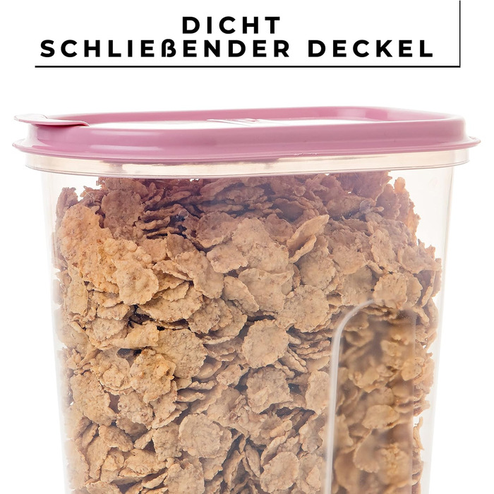 Контейнери для зберігання SUSTANIA, набір з 4 шт. , різні розміри, 5 л, прозорі з кришками на петлях, диспенсери для пластівців, пластик, ідеально підходять для пластівців, зроблено в Європі, 100 придатні для переробки