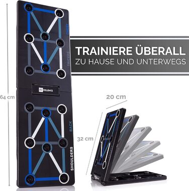 Складана дошка для віджимань 12-в-1 - Включає 10-тижневий план тренувань - Преміальна дошка для віджимань 12-в-1 Розроблена в Німеччині з інструкціями німецькою мовою для ваших тренувань - Ручки для віджимань
