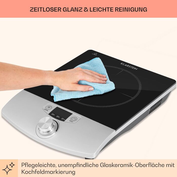 Індукційна варильна поверхня Klarstein, Електричні варильні поверхні, Сучасна варильна поверхня, Індукційна плита для кемпінгу, Індукційна плита 1 плита, Індукційна плита 1800 Вт