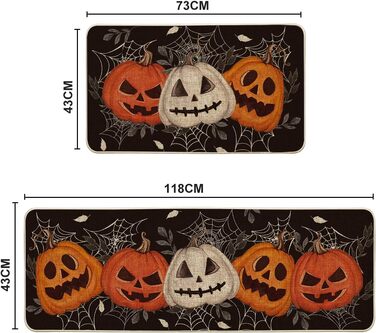 Модний павутинний килимок для кухні Jack-o'-Lantern Halloween набір з 2, миються декоративні кухонні килимки для внутрішнього і зо