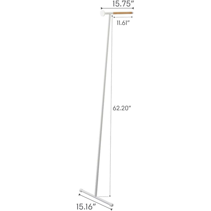 Вішалка для одягу з парою Yamazaki 5972, похила, біла, сталь/дерево/силікон, 38,5 x 47 x 162 см