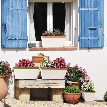 Горщик для рослин LATERN із 3 предметів із самополивом, прямокутний пластиковий квітковий горщик 27 см для садових квітів, бонсай, алое, трав, орхідей та сукулентів з віконцем для контролю рівня води та дренажним отвором, лоток