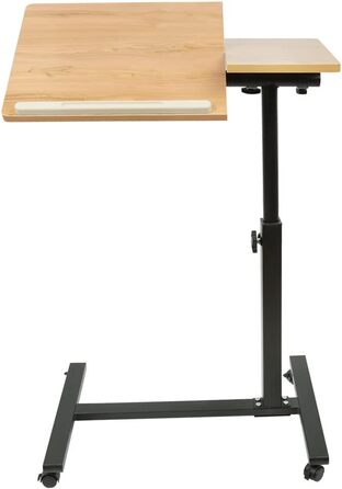 Підставка для ноутбука з регульованою висотою, дерев'яна, ергономічна. З коліщатками, поворотна, з антиковзким покриттям (Жовте дерево 60 x 34.5 x 90 см)