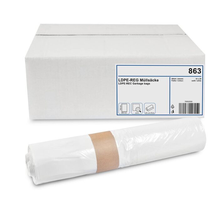 Мішків для сміття 60 літрів Ідеально підходить для професійного прибирання будівель, 250