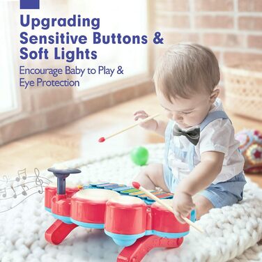 Дитяча музична іграшка Hahaland 5 в 1 Дитина від 1 2 3 4 5 років Дитяча іграшка ксилофон і барабан від 18 місяців Дівчинка Хлопчик