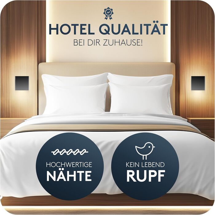 Пухова подушка CALMONT з 3 камерами 80x80 Пухнаста та підходить для алергіків Міцна та дихаюча подушка для ліжка Пухова подушка Пухова подушка 80 x 80 см